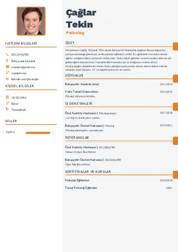 Psikolog CV Örnekleri cv indir